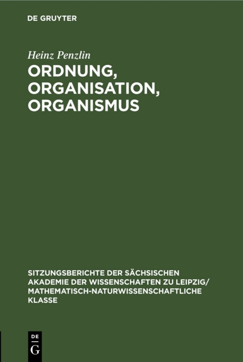 Cover image for book Ordnung, Organisation, Organismus