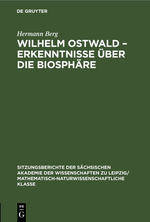 Cover image for book Wilhelm Ostwald – Erkenntnisse über die Biosphäre