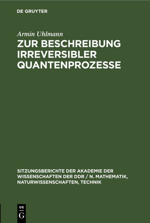 Cover image for book Zur Beschreibung irreversibler Quantenprozesse