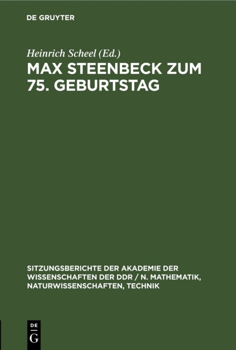 Cover image for book Max Steenbeck zum 75. Geburtstag