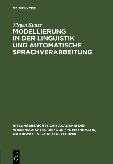 Cover image for book Modellierung in der Linguistik und automatische Sprachverarbeitung