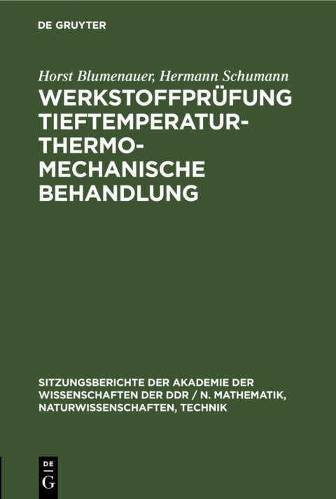 Cover image for book Werkstoffprüfung Tieftemperatur – thermo-mechanische Behandlung