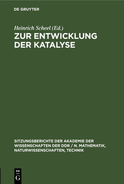 Cover image for book Zur Entwicklung der Katalyse