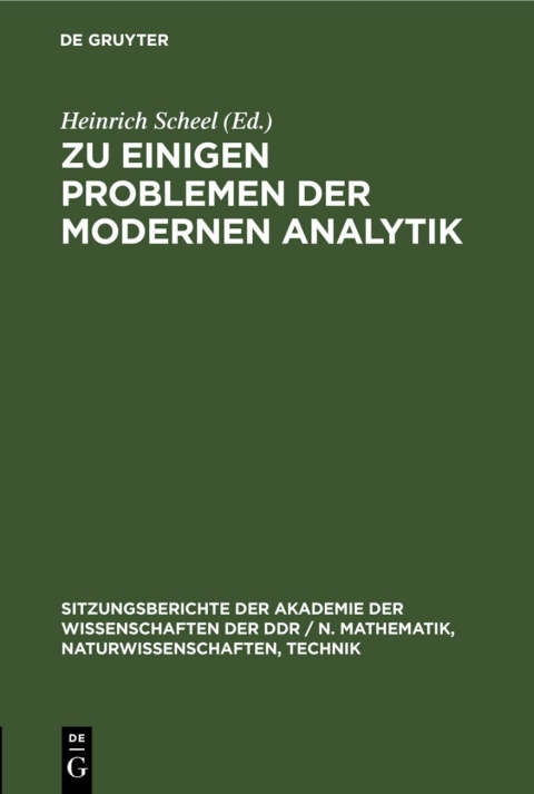 Cover image for book Zu einigen Problemen der modernen Analytik
