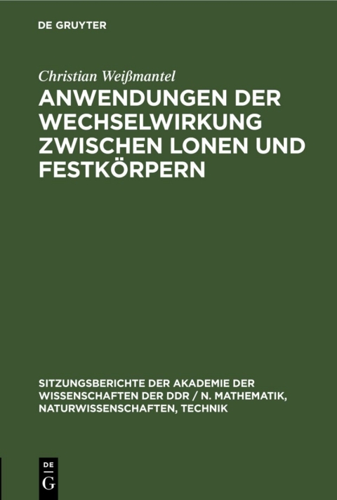 Cover image for book Anwendungen der Wechselwirkung zwischen lonen und Festkörpern