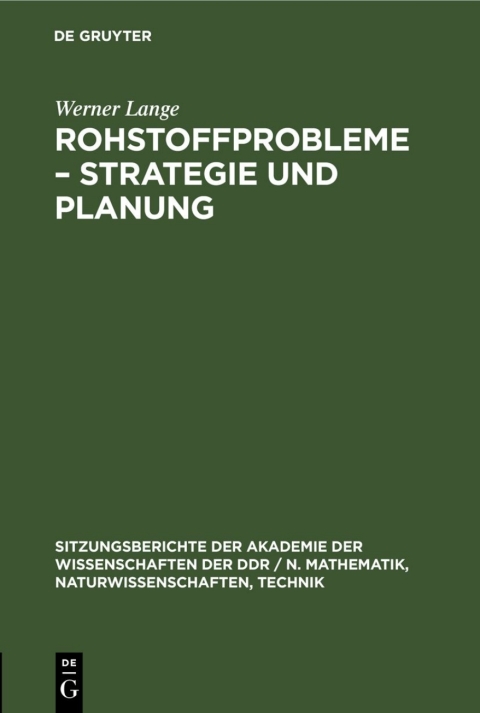Cover image for book Rohstoffprobleme – Strategie und Planung