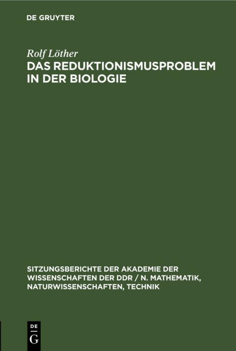 Cover image for book Das Reduktionismusproblem in der Biologie