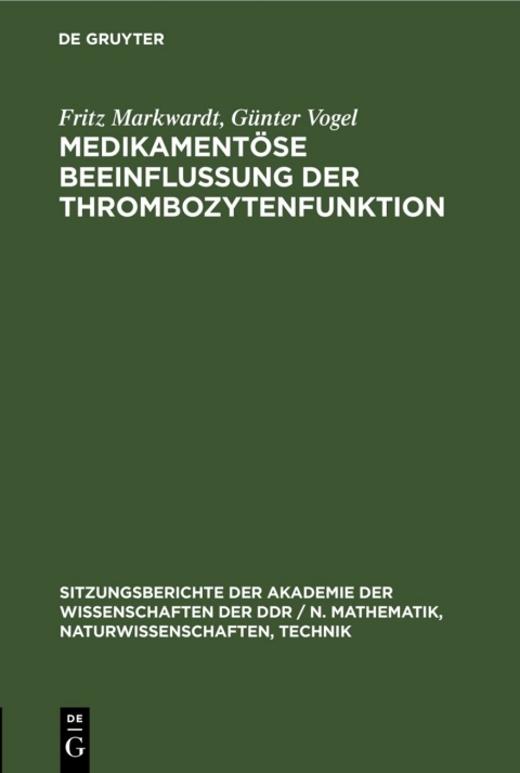 Cover image for book Medikamentöse Beeinflussung der Thrombozytenfunktion