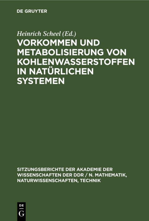 Cover image for book Vorkommen und Metabolisierung von Kohlenwasserstoffen in natürlichen Systemen