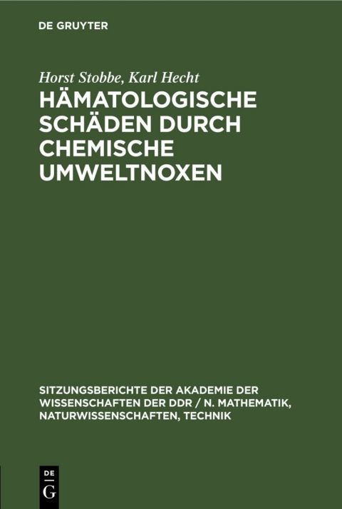 Cover image for book Hämatologische Schäden durch chemische Umweltnoxen