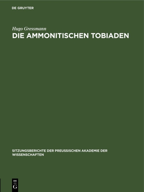 Cover image for book Die ammonitischen Tobiaden