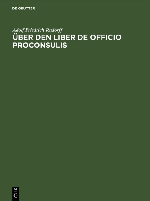 Cover image for book Über den liber de officio proconsulis
