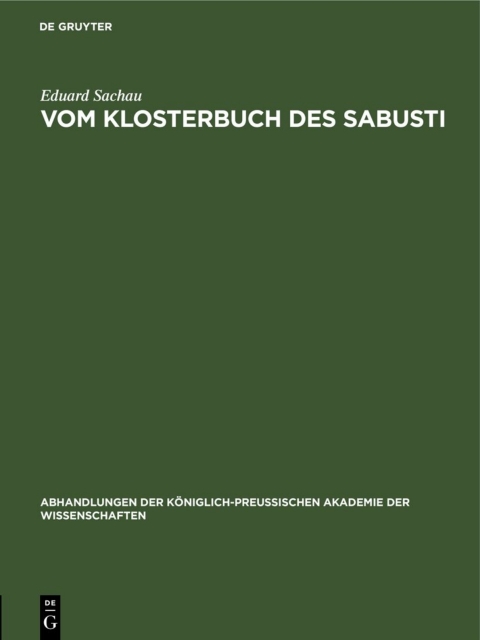 Cover image for book Vom Klosterbuch des Sabusti