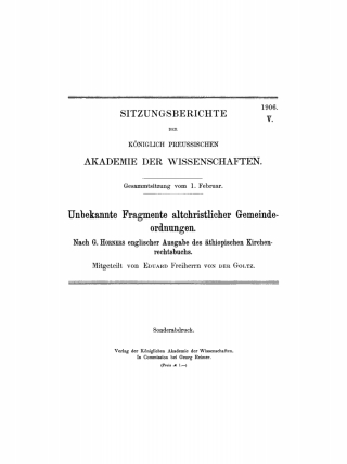Unbekannte Fragmente altchristlicher Gemeindeordnungen