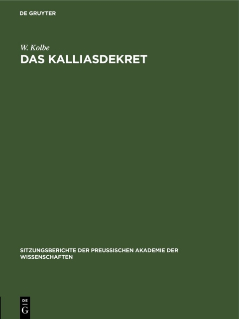 Cover image for book Das Kalliasdekret