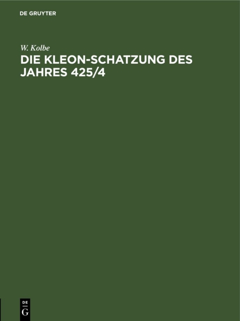 Cover image for book Die Kleon-Schatzung des Jahres 425/4