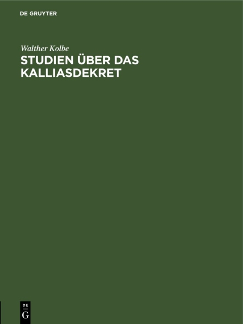 Cover image for book Studien über das Kalliasdekret