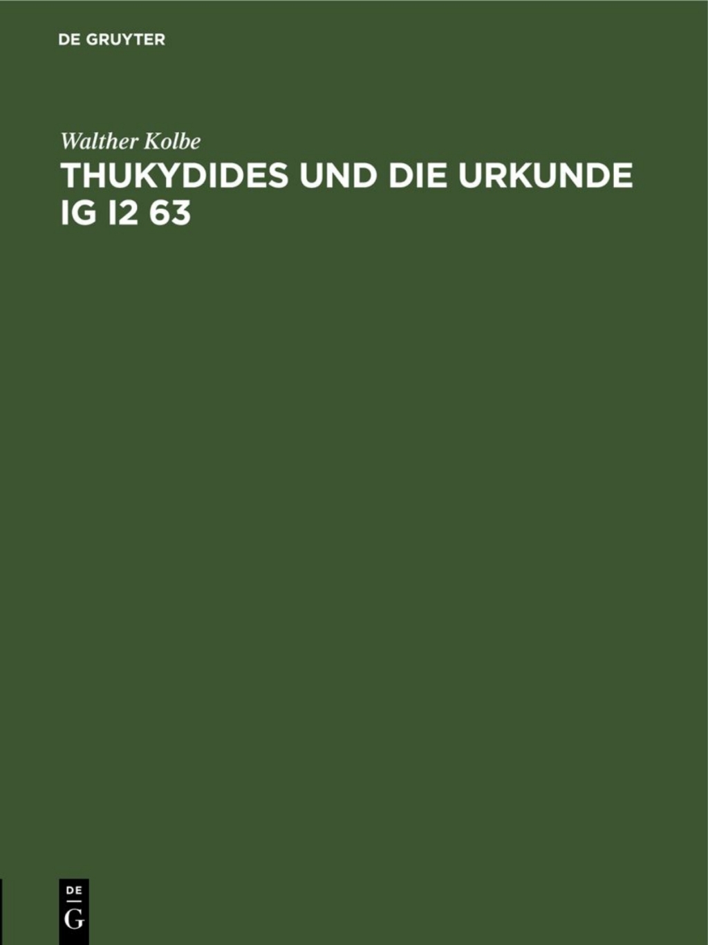 Page Fidelity Thukydides und die Urkunde IG I2 63; $148.73