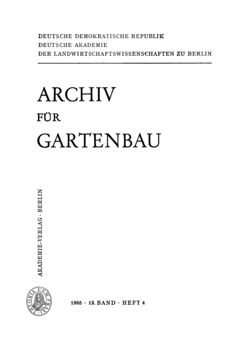 Cover image for book Archiv für Gartenbau. Band 13, Heft 4