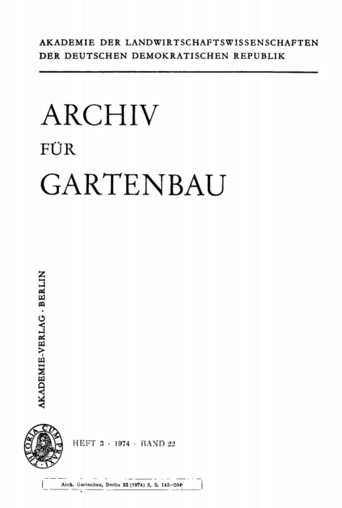 Cover image for book Archiv für Gartenbau. Band 22, Heft 3