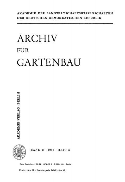 Cover image for book Archiv für Gartenbau. Band 21, Heft 5