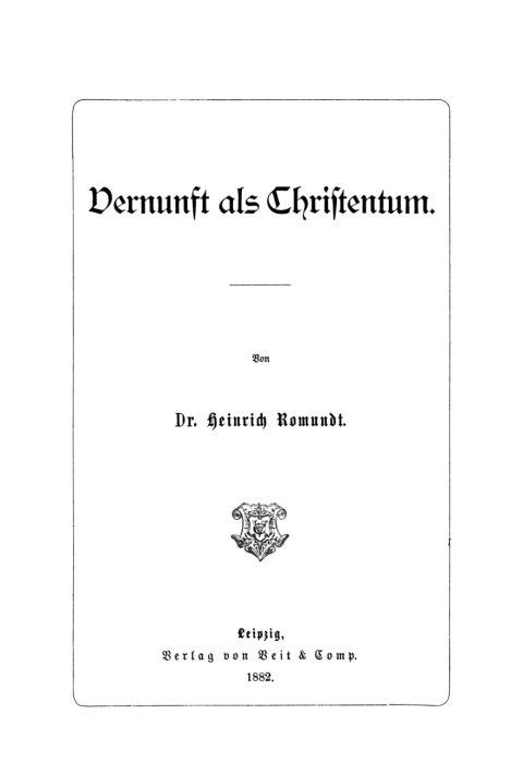 Cover image for book Vernunft als Christentum