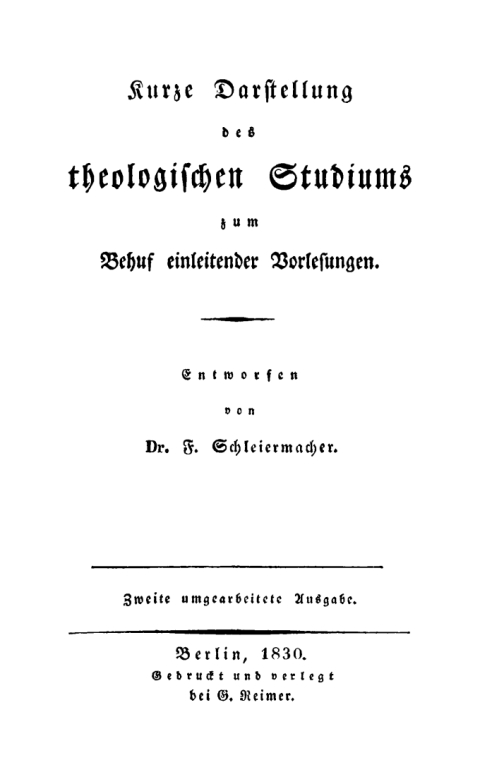 Cover image for book Kurze Darstellung des theologischen Studiums zum Behuf einleitender Vorlesungen