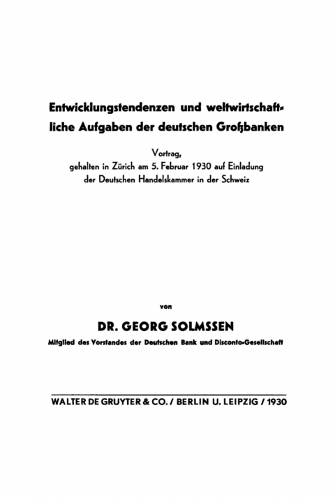 Cover image for book Entwicklungstendenzen und weltwirtschaftliche Aufgaben der deutschen Großbanken