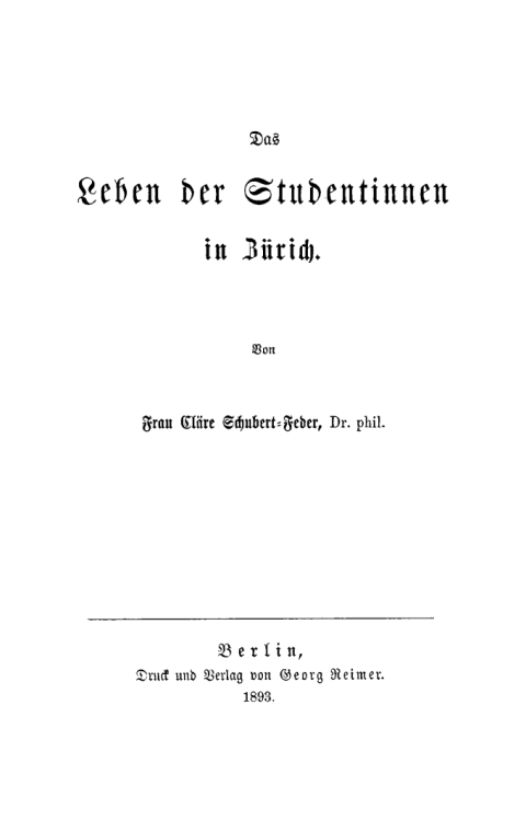 Cover image for book Das Leben der Studentinnen in Zürich