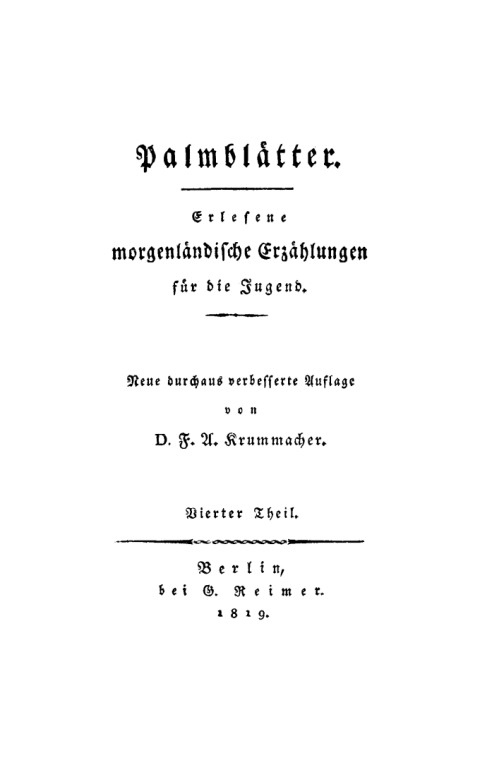 J. G. Herder; A. J. Liebeskind: PalmblÃ¤tter. Teil 4 