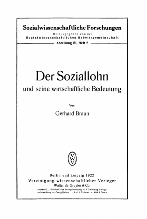 Cover image for book Der Soziallohn und seine wirtschaftliche Bedeutung