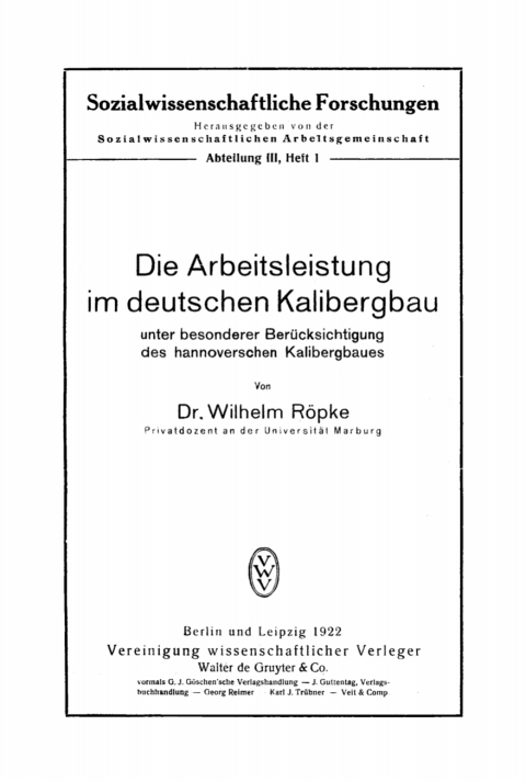 Cover image for book Die Arbeitsleistung im deutschen Kalibergbau