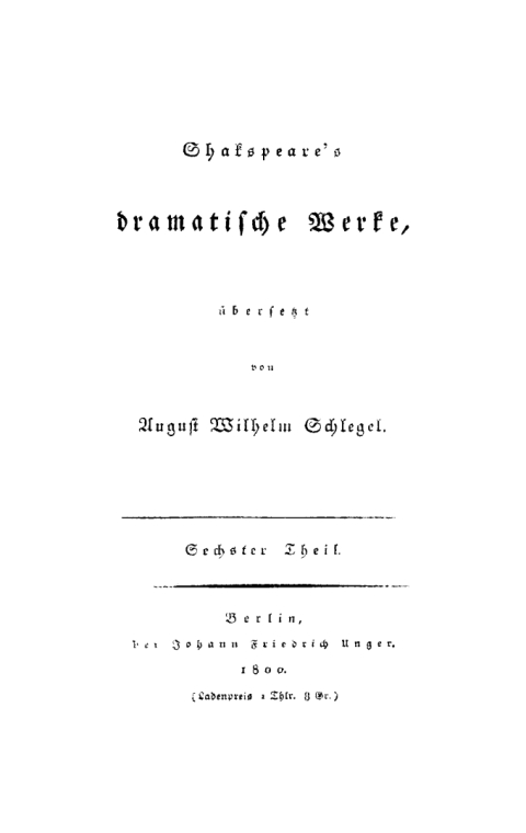 Cover image for book William Shakespeare: Shakspeare’s dramatische Werke. Teil 6