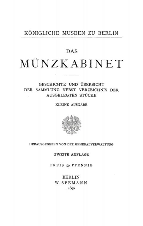 Cover image for book Das Münzkabinet