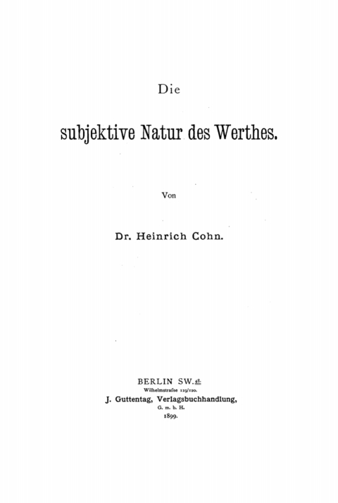 Cover image for book Die subjektive Natur des Werthes