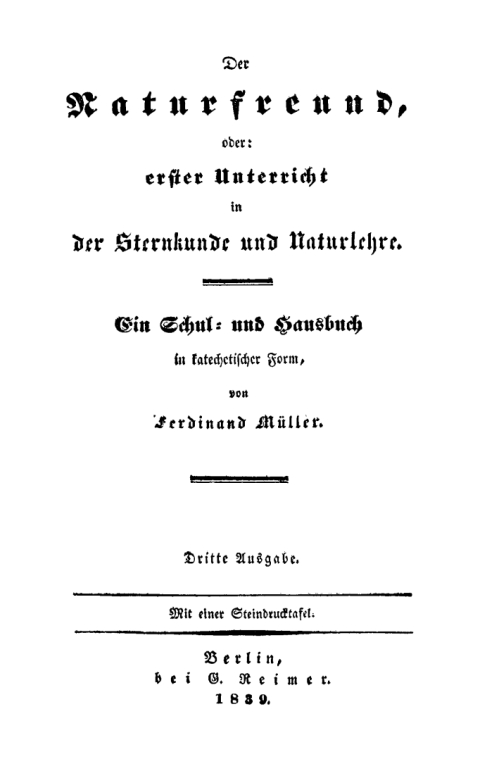 Cover image for book Der Naturfreund, oder: erster Unterricht in der Sternkultur und Narturlehre