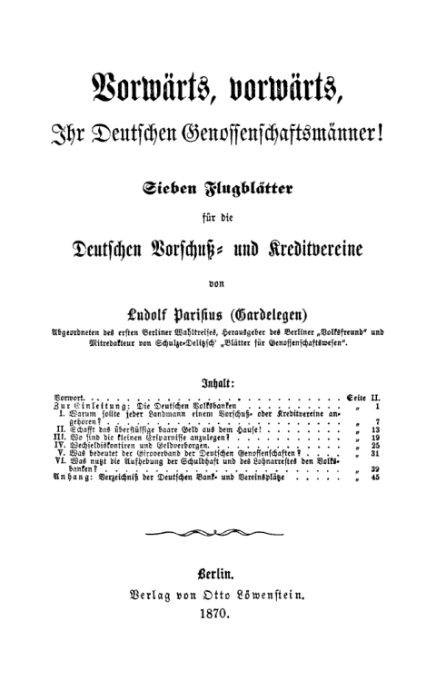 Cover image for book Vorwärts, vorwärts, Ihr Deutschen Genossenschaftsmänner!