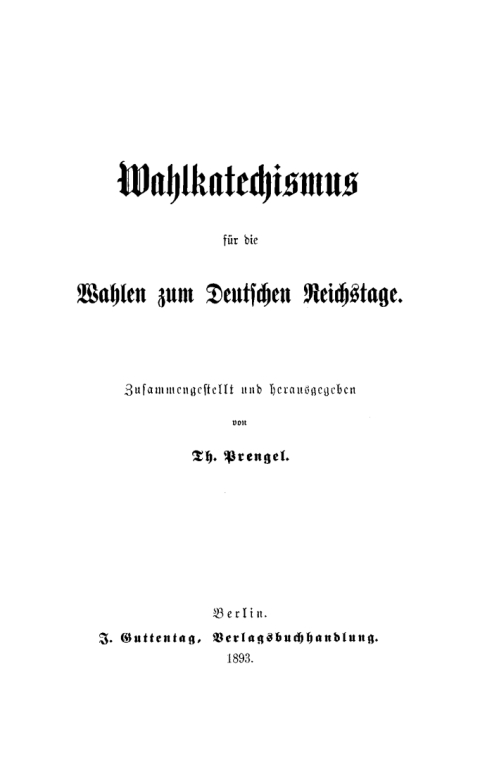 Cover image for book Wahlkatechismus für die Wahlen zum Deutschen Reichstage