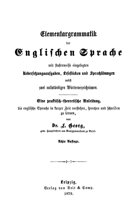 Cover image for book Elementargrammatik der englischen Sprache