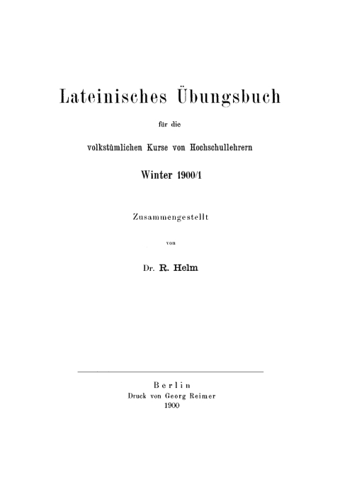 Cover image for book Lateinisches Übungsbuch für die volkstümlichen Kurse von Hochschullehrern