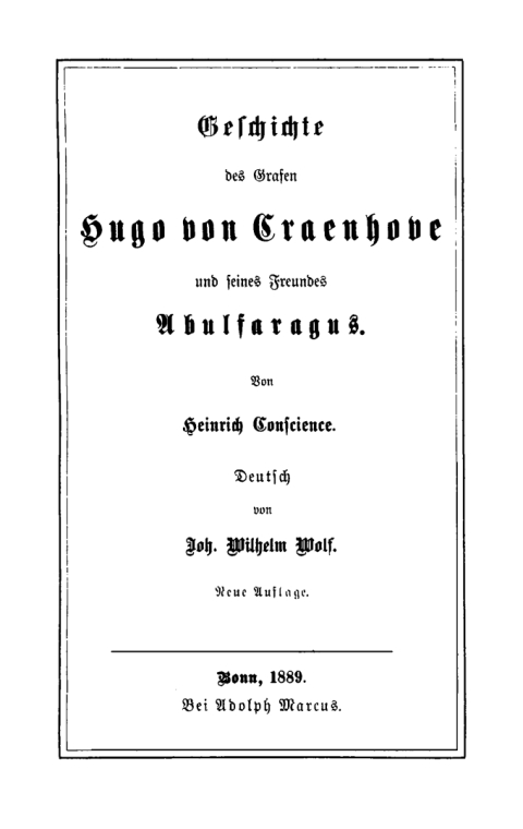 Cover image for book Geschichte des Grafen Hugo von Craenhove und seines Freundes Abulfaragus