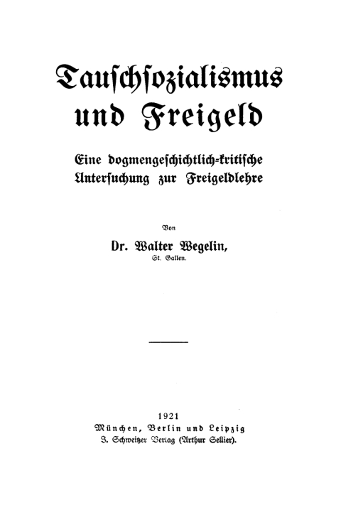 Cover image for book Tauschsozialismus und Freigeld