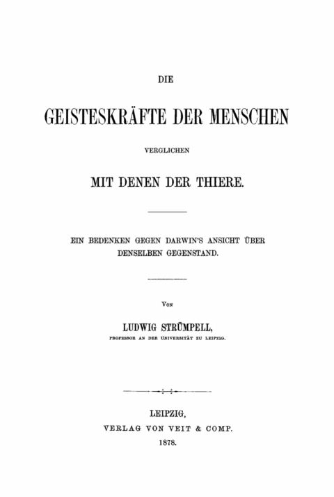 Cover image for book Die Geisteskräfte der Menschen verglichen mit denen der Thiere