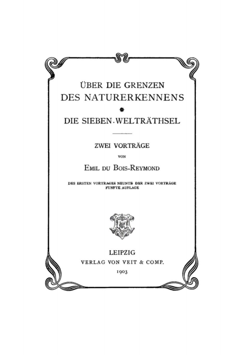 Cover image for book Über die Grenzen des Naturerkennens. Die Sieben Welträthsel