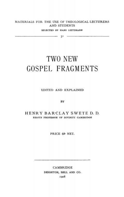 Cover image for book Two New Gospel Fragments