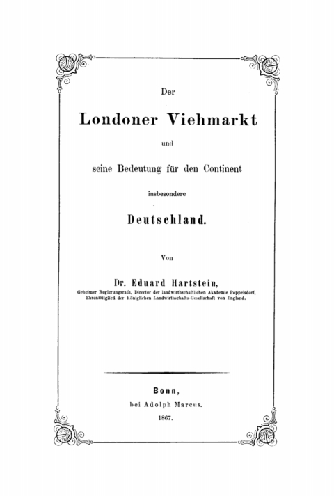 Cover image for book Der Londoner Viehmarkt und seine Bedeutung für den Continent insbesondere Deutschland