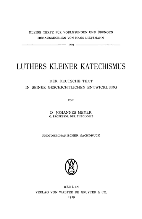 Cover image for book Luthers kleiner Katechismus
