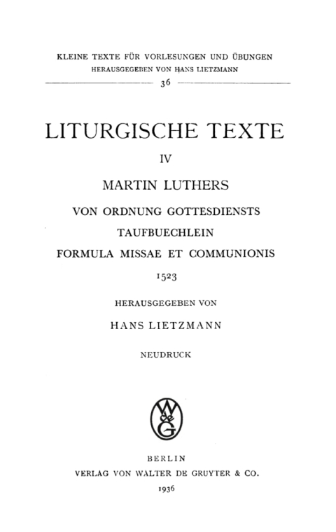 Cover image for book Martin Luthers von Ordnung Gottesdiensts