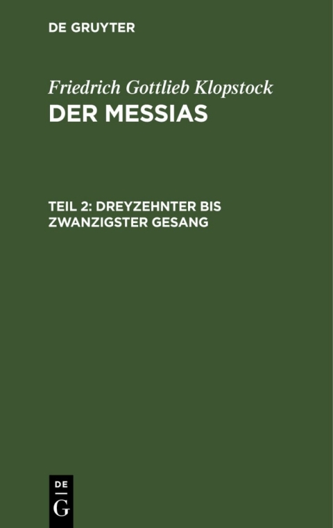 Cover image for book Dreyzehnter bis zwanzigster Gesang