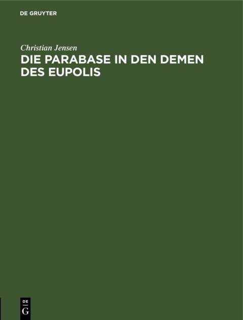 Cover image for book Die Parabase in den Demen des Eupolis